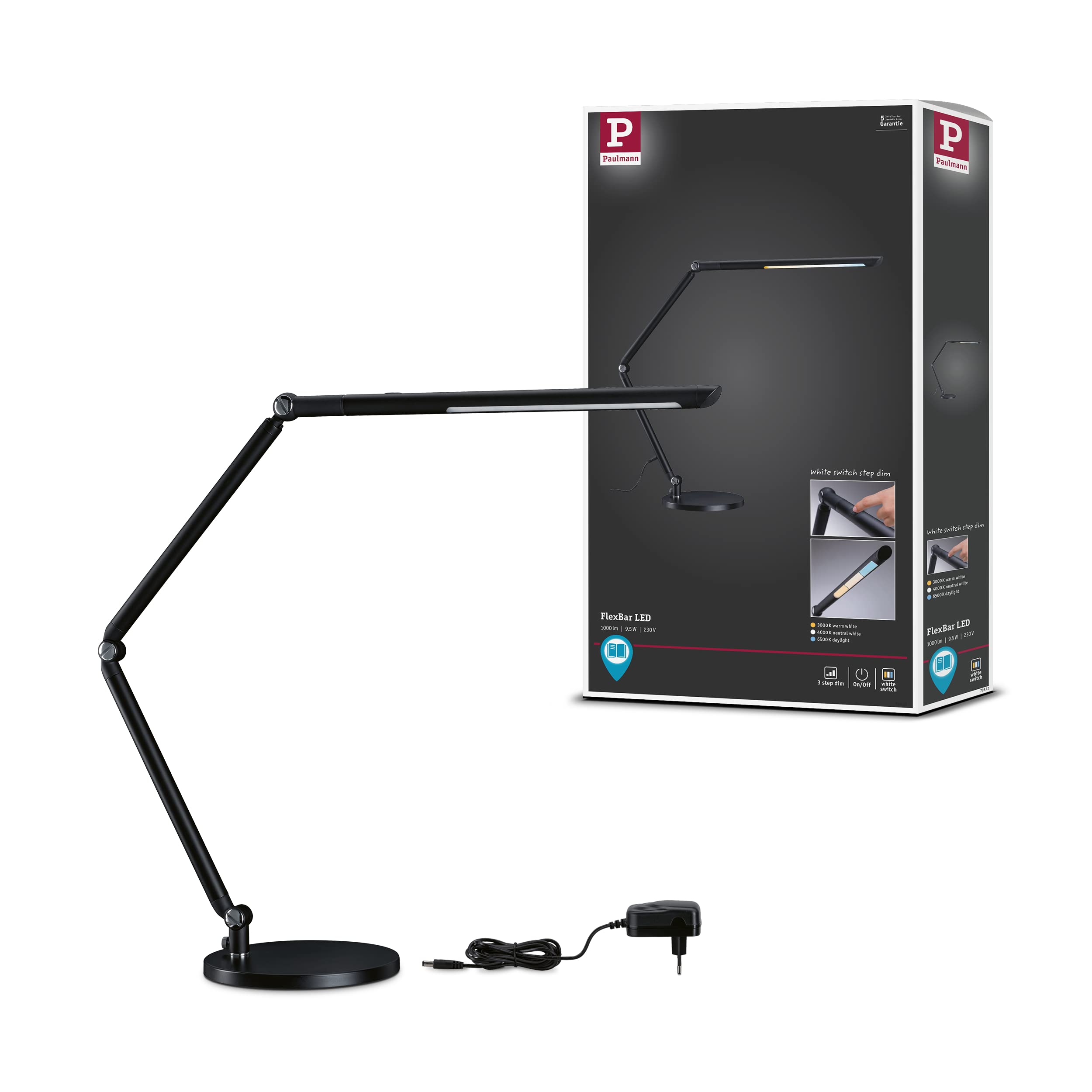 Paulmann FlexBar LED Desk Lamp – Dimmable Tunable White Task Light