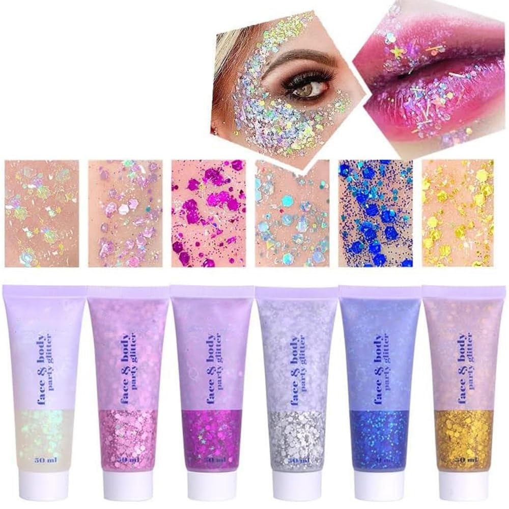 Beliky Girl Holographic Body Glitter Gel – 2-Pack Face & Hair Shimmer