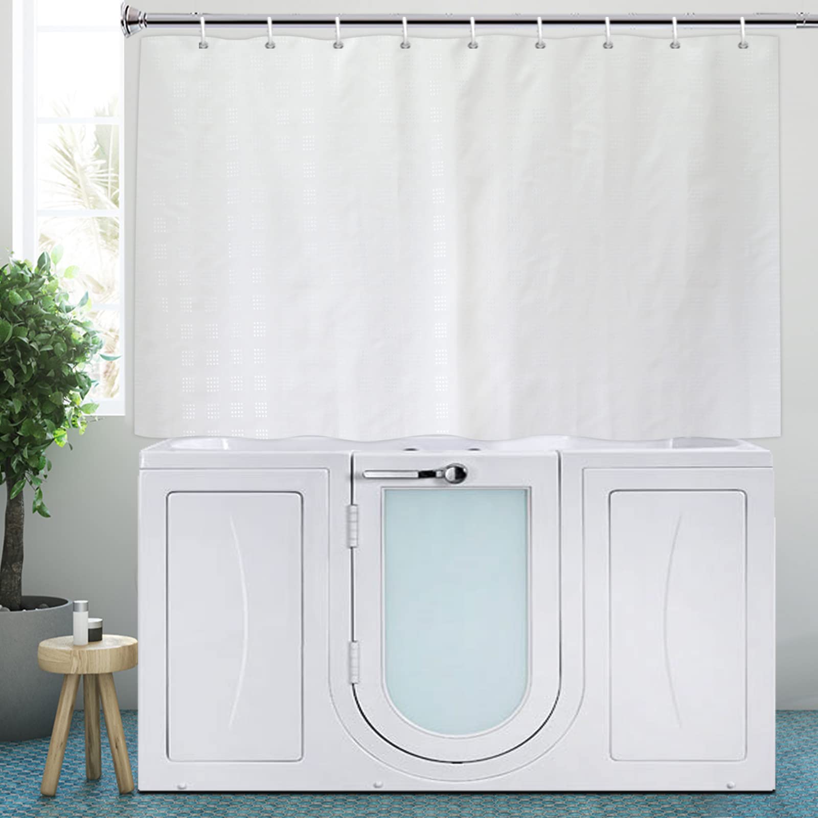 Jolof Store Extra Short Shower Curtain | White Textured Polyester 71x40