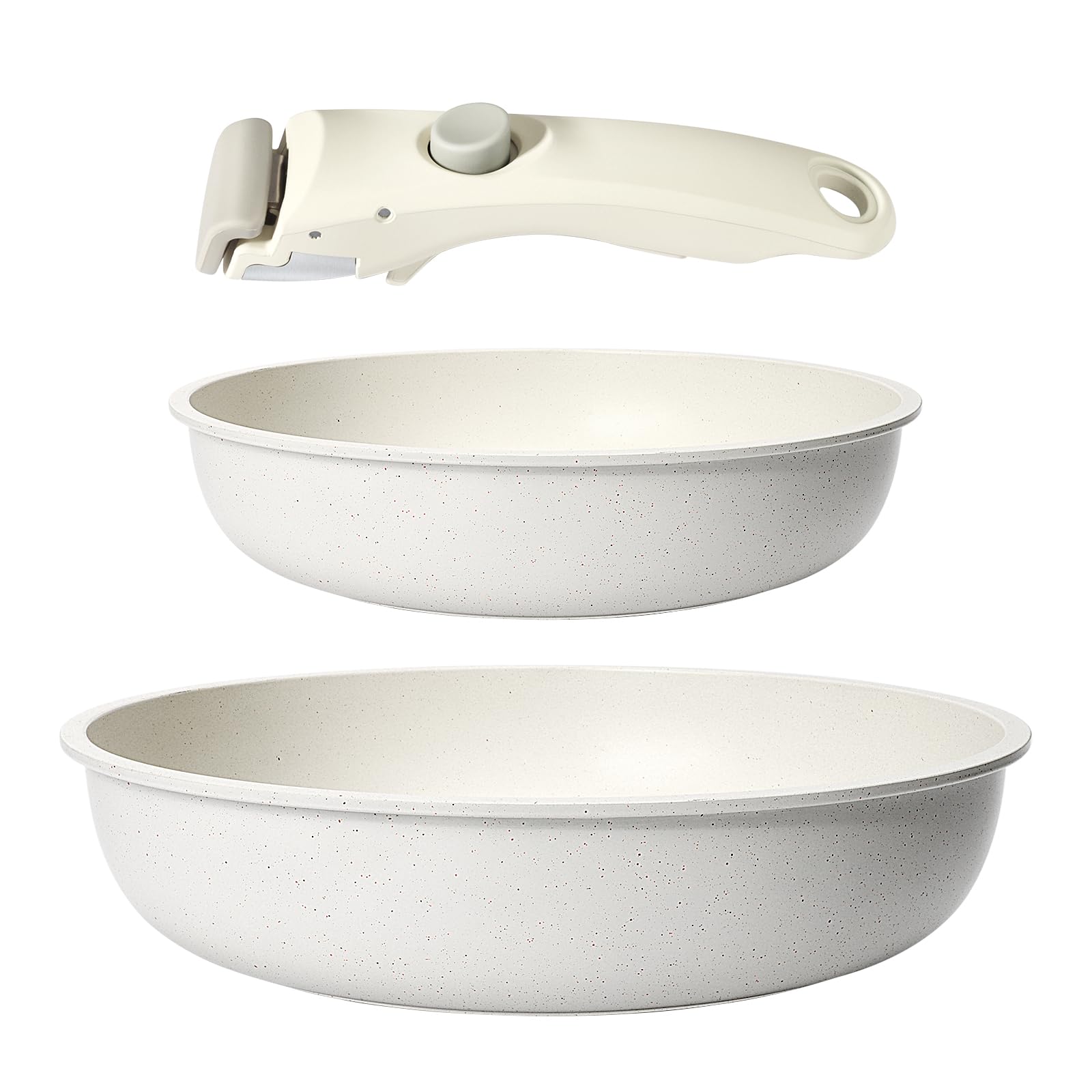 GiPP 3-Piece Nonstick Cookware Set with Detachable Handle | White