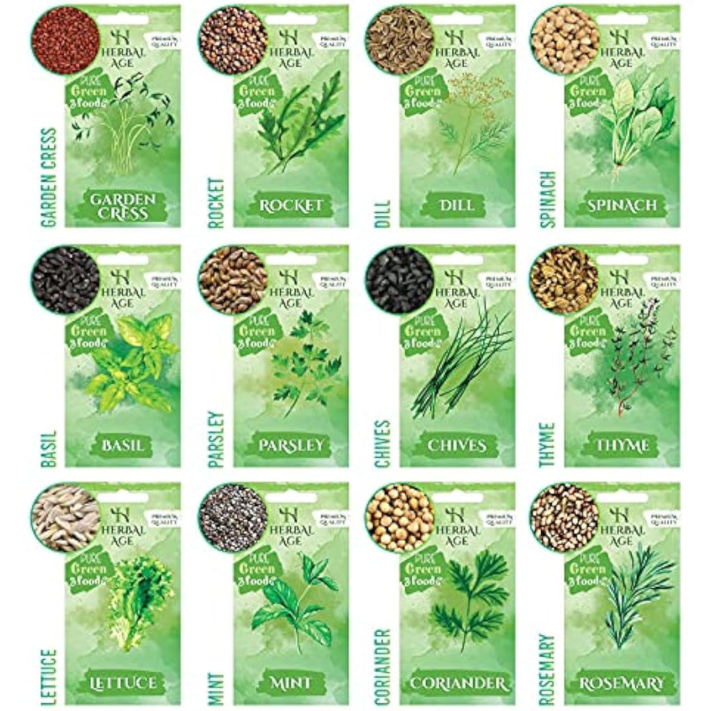 Herbal Age Herb Garden Kit - 12 Culinary Varieties & 8700+ Seeds