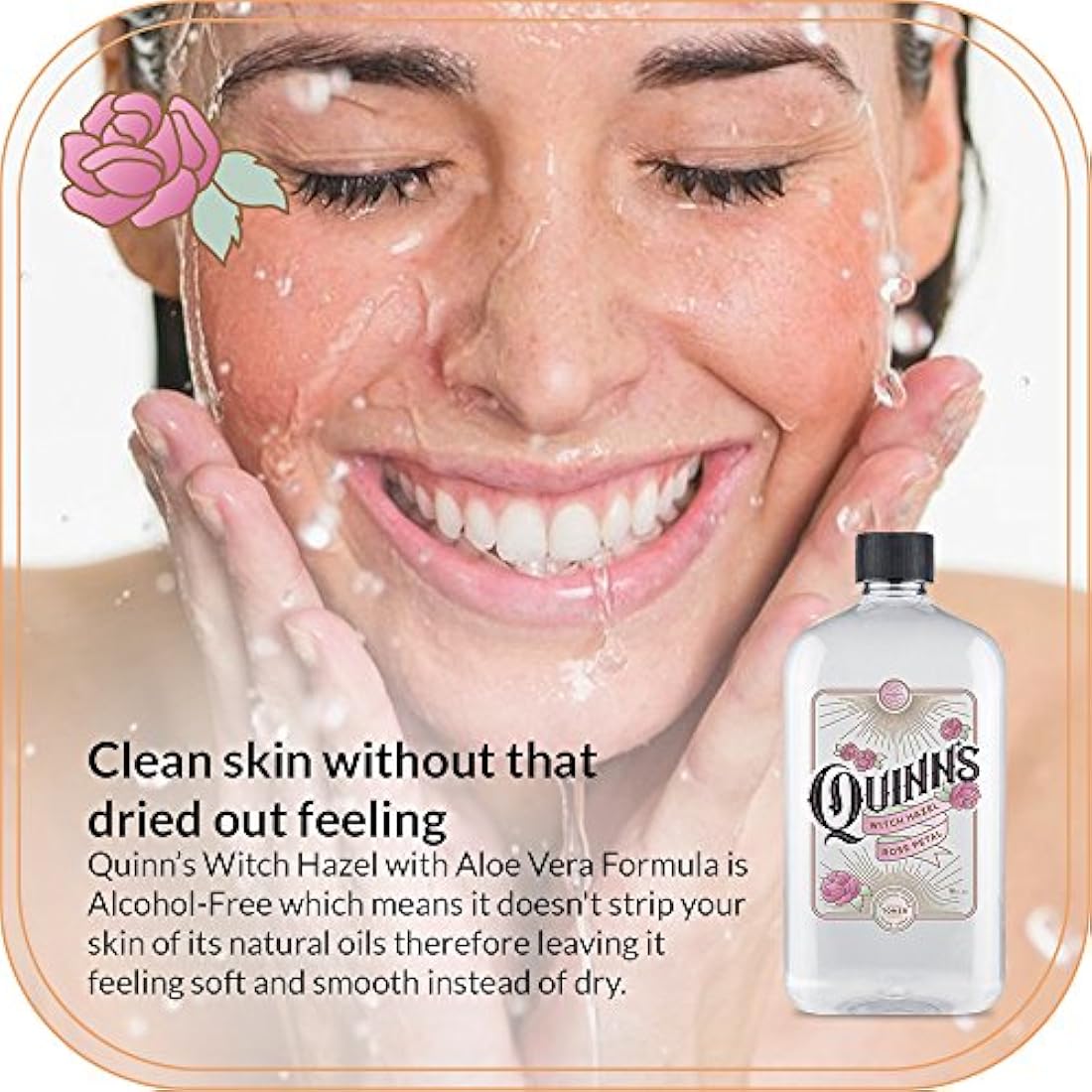 Quinns Rose Petal Witch Hazel Toner | Alcohol-Free Face Cleanser, 16oz