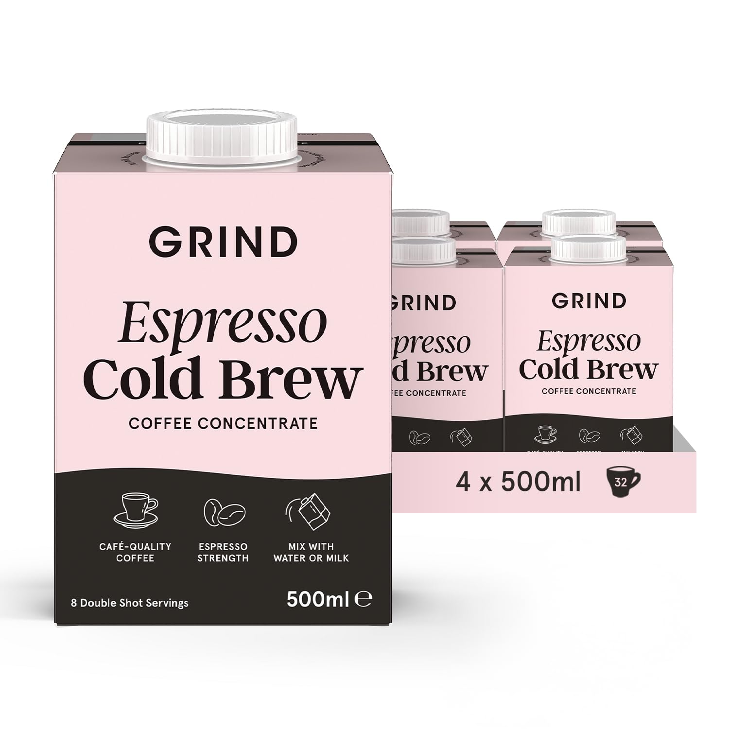 Grind Espresso Cold Brew Coffee Concentrate – 4 Pack Arabica Double Shot