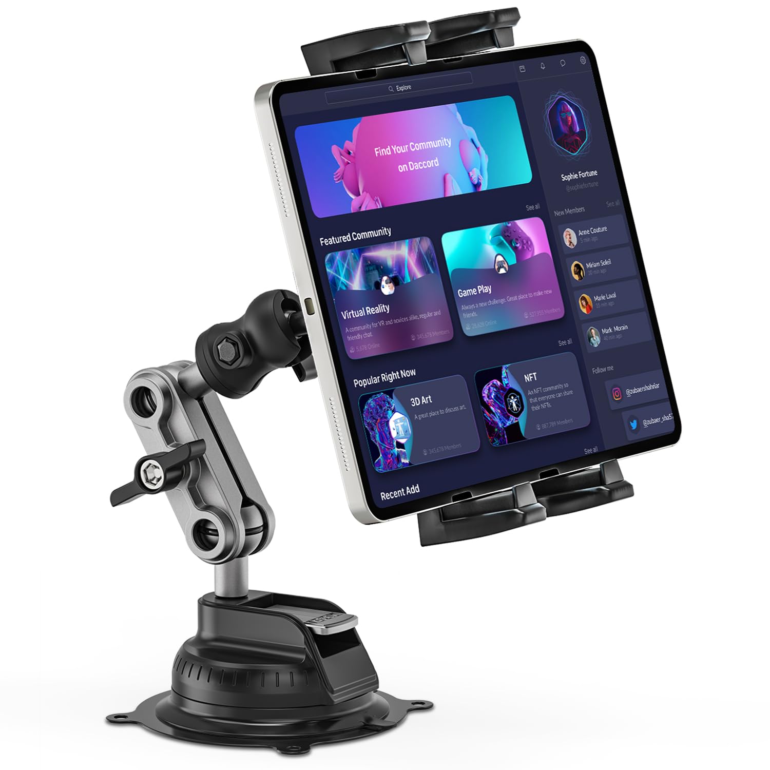 Jubor Tablet Car Mount – 360° Suction Cup Holder for iPad & Galaxy