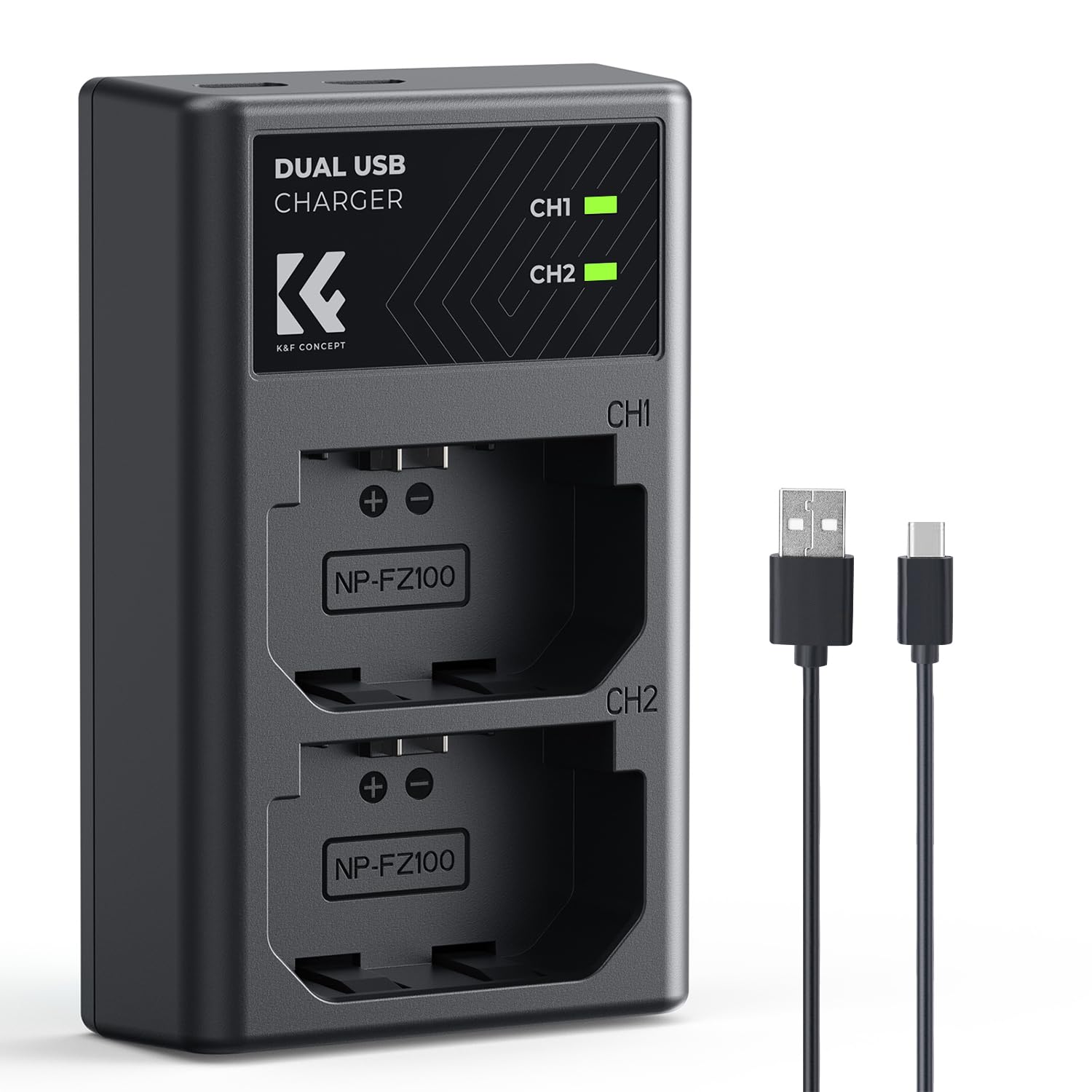 K&F Concept NP-FZ100 Dual Slot Battery Charger for Sony Alpha A7 IV