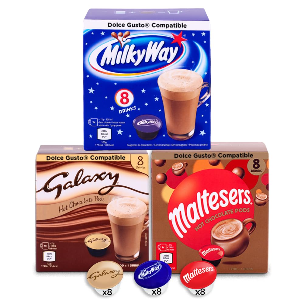 Galaxy, Milky Way & Maltesers Hot Chocolate Pods for Dolce Gusto - 24 Pack