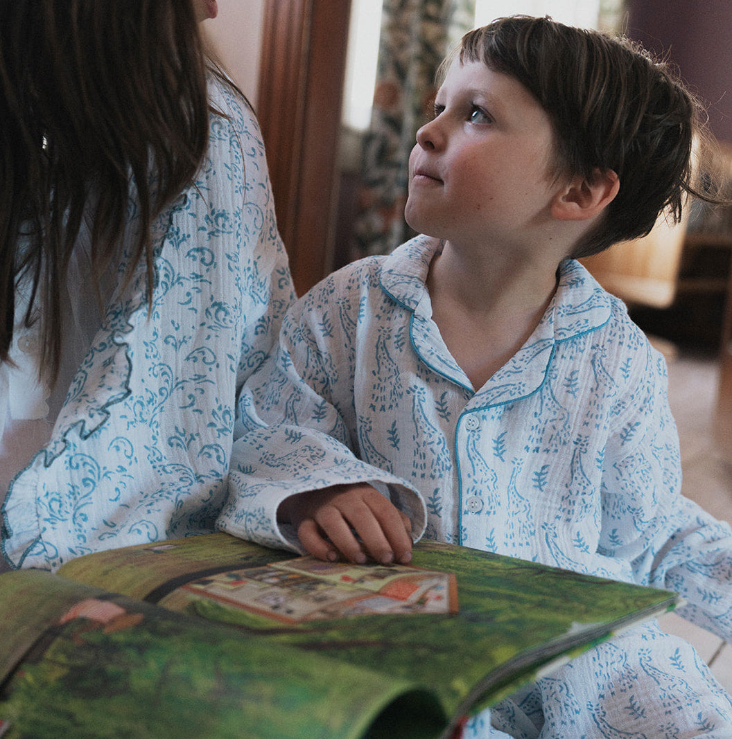 Blue Giraffe Organic Muslin Pyjamas