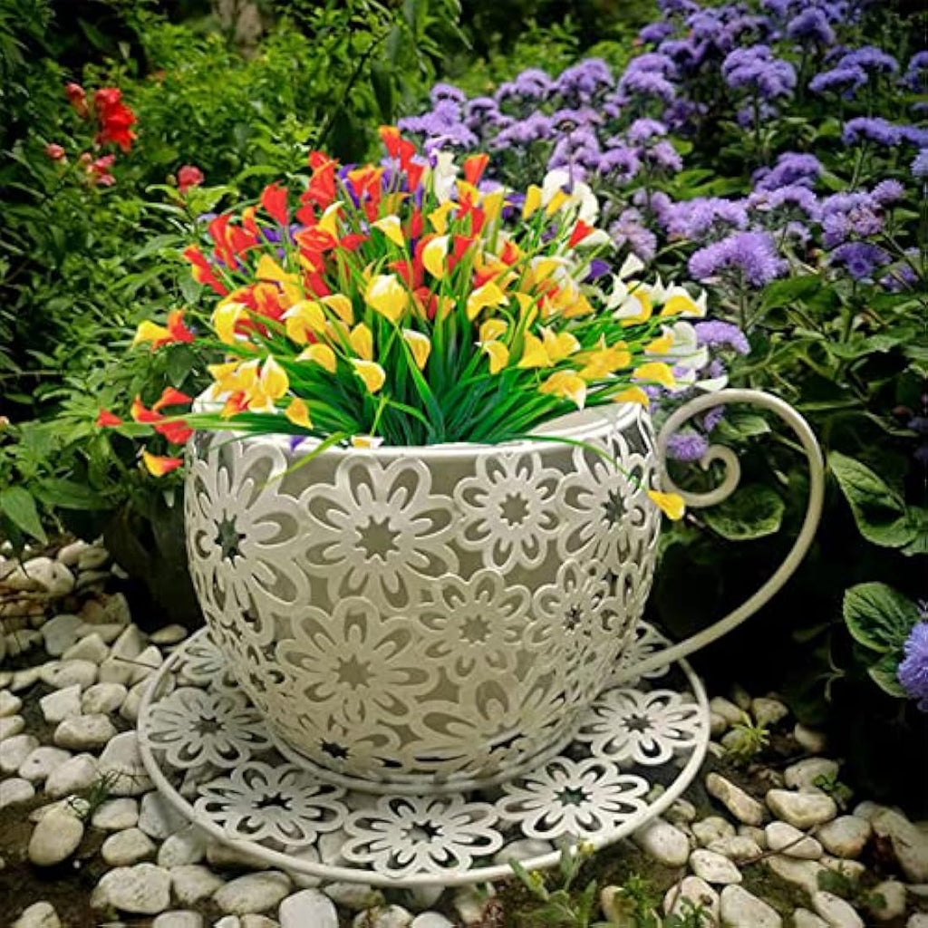 Leixi Artificial Calla Lily Flowers - 12Pcs UV Resistant Faux Plants (Yellow)