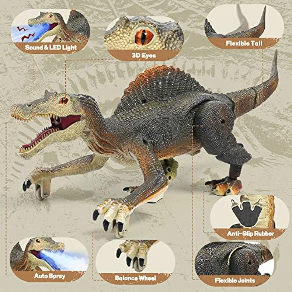 FRUSE Remote Control Spinosaurus – RC Dinosaur Robot with Mist & Light
