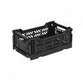 AYKASA Folding Crate, Sturdy Folding Box, Plastic, Stackable, Black, Mini 27 x 17 x 11 cm