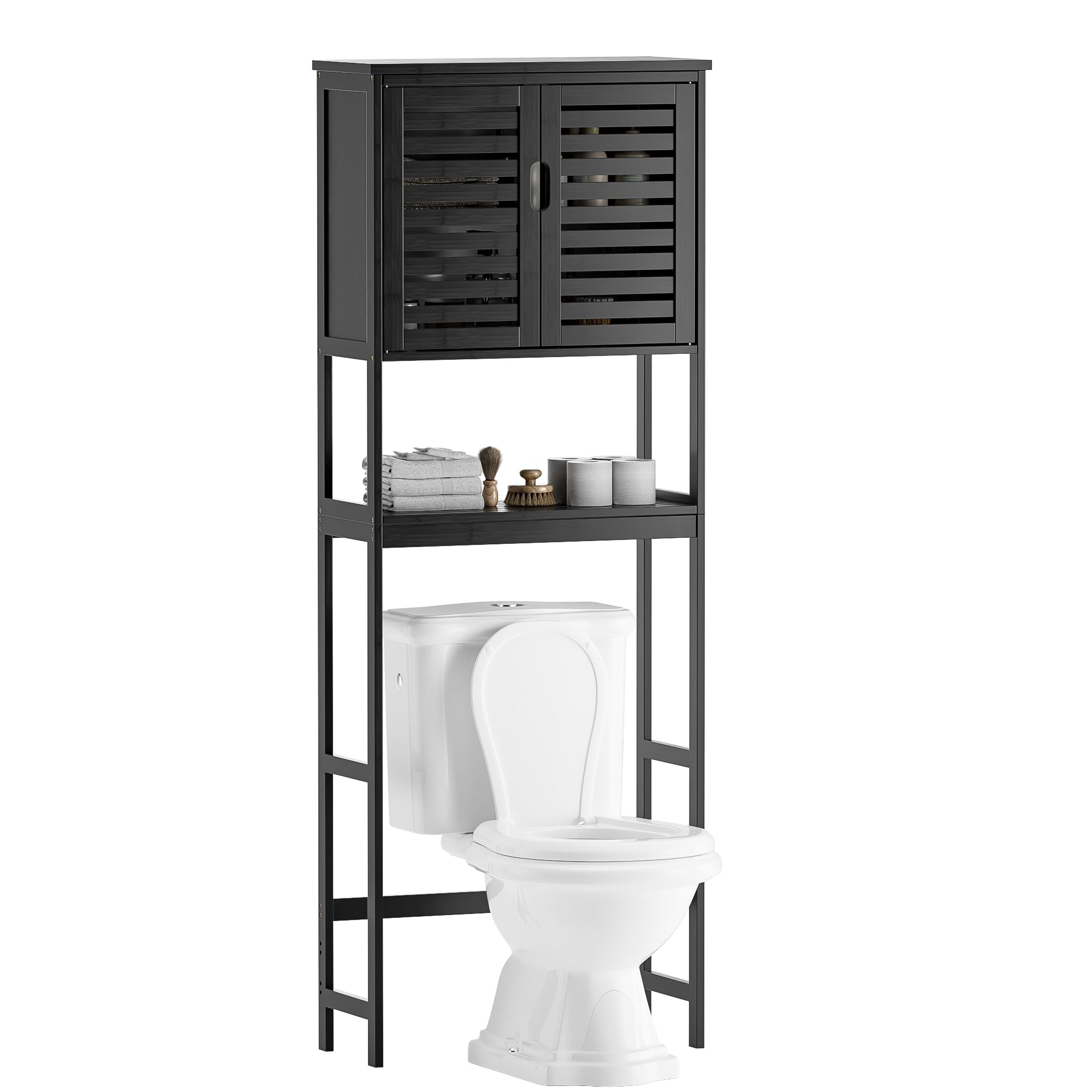 SMIBUY Bamboo Over-The-Toilet Storage Cabinet | 3-Tier Bathroom Organizer
