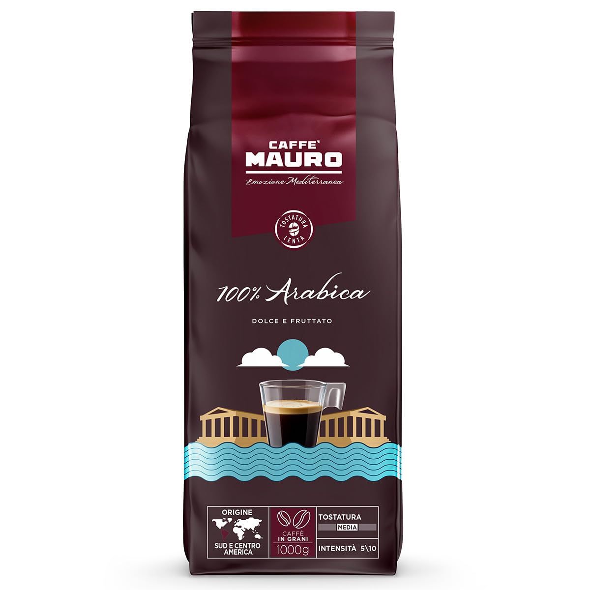 Caffè Mauro 100% Arabica Coffee Beans – Medium Roast – 1 Kg Bag