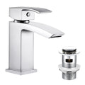 Hapilife Waterfall Basin Mixer Tap with Pop Up Waste | Square Chrome