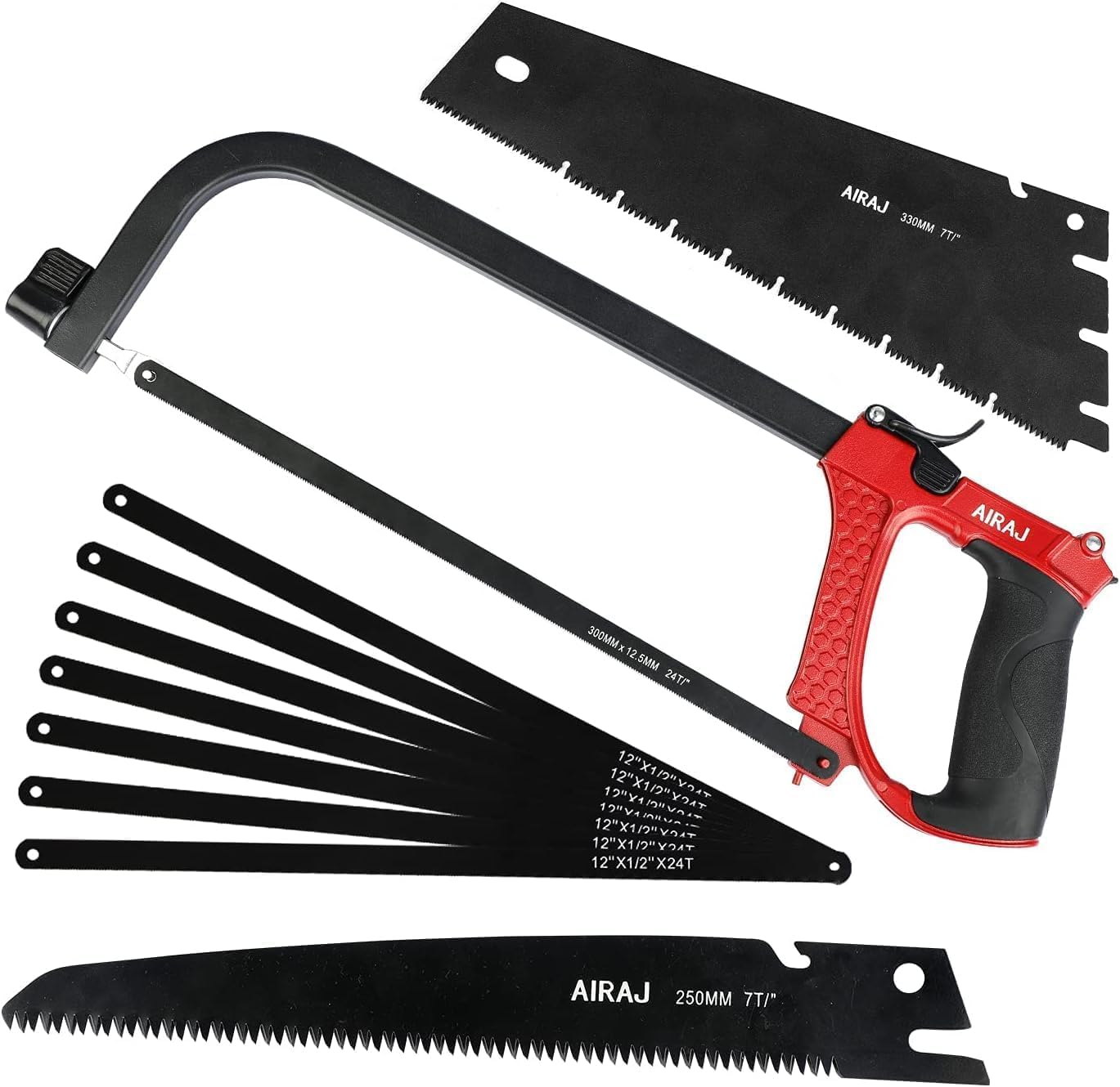 AIRAJ 3-in-1 Hand Saw Set | 12 Inch Hacksaw with 9 Replaceable Blades
