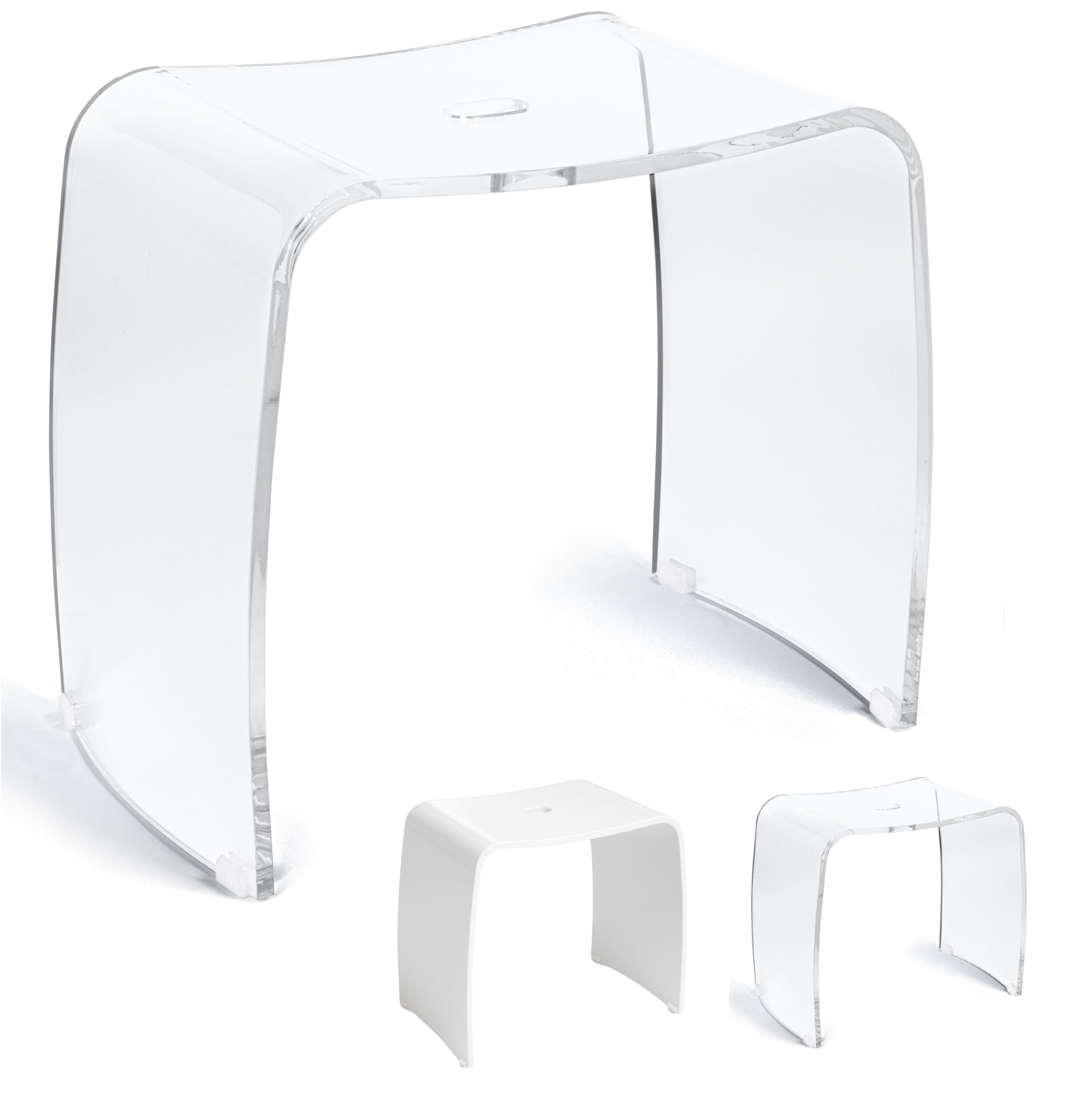 Libaro Meran Acrylic Shower Stool with Handle - XL Transparent Seat