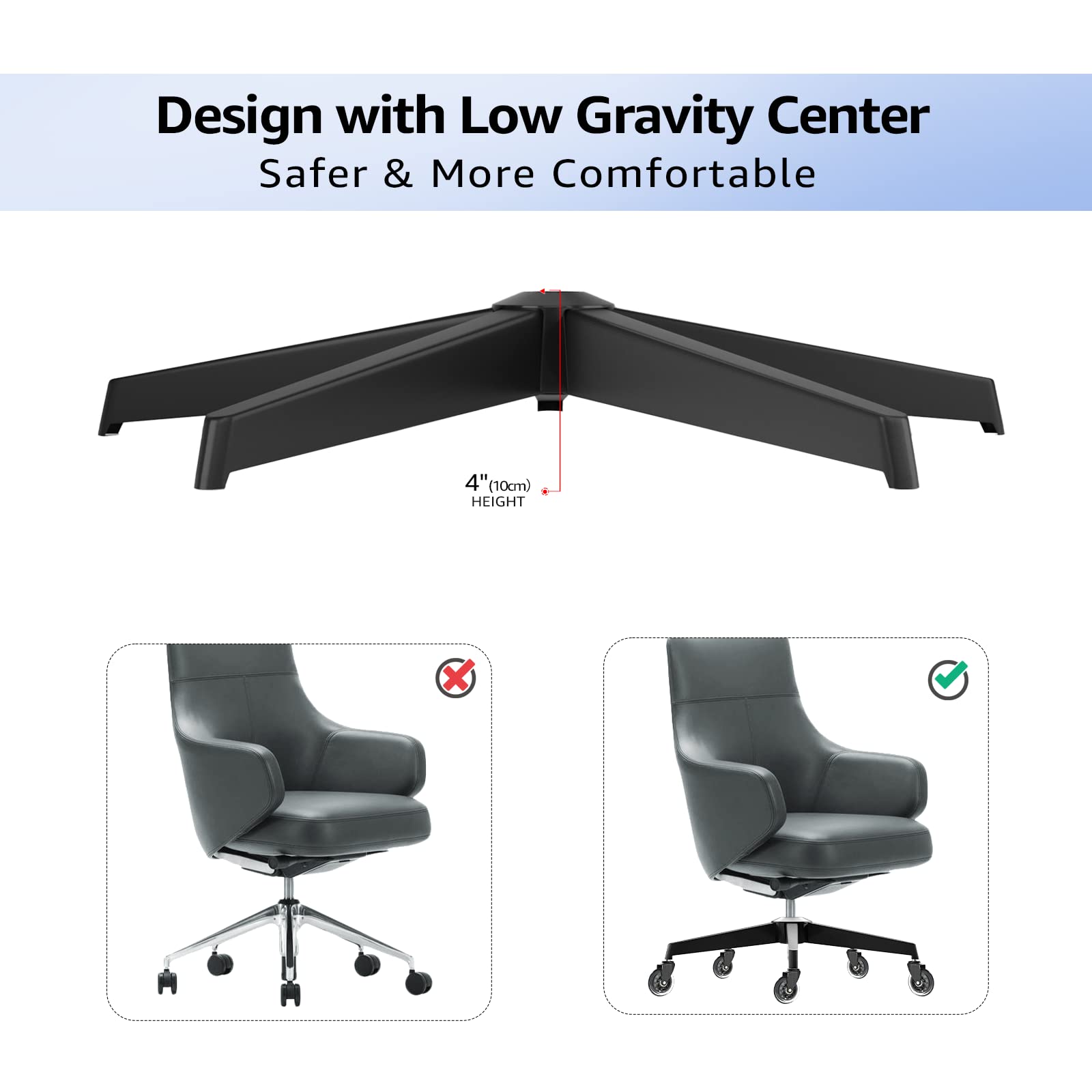 Mastery Mart 28" Heavy Duty Office Chair Base Replacement | 2500 lbs
