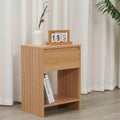 MDF Bedside Table with Drawer and Shelf - Wooden Nightstand