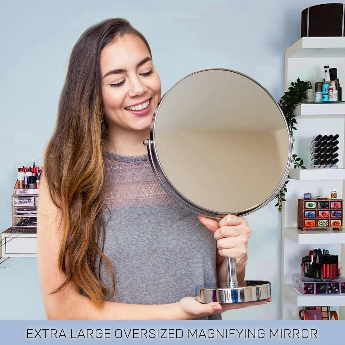 Mirrorvana XXLarge 3X Magnifying Makeup Mirror | Double Sided Vanity Stand