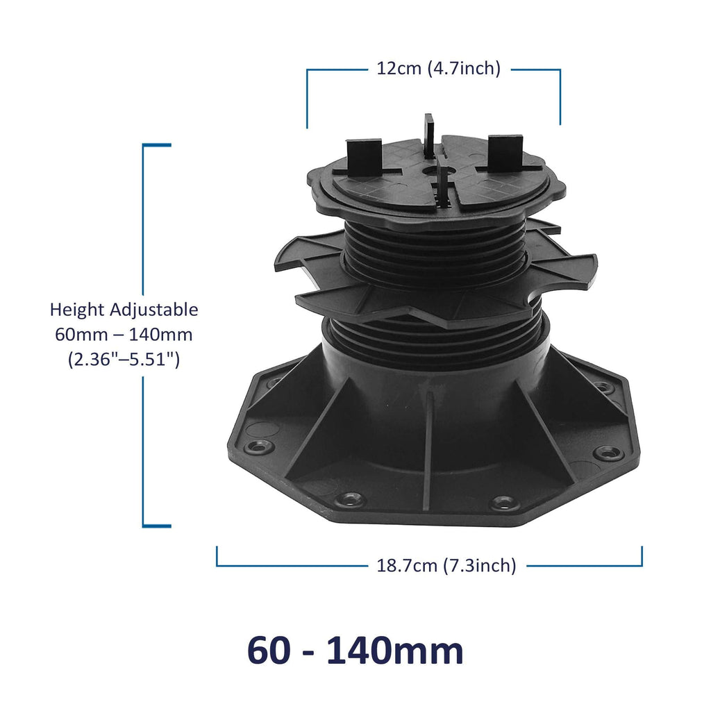 Nicoman Adjustable Tile & Paver Support Pedestal – Height Adjustable, Black Heavy-Duty Plastic, Paving Leveling & Drainage System - image 2