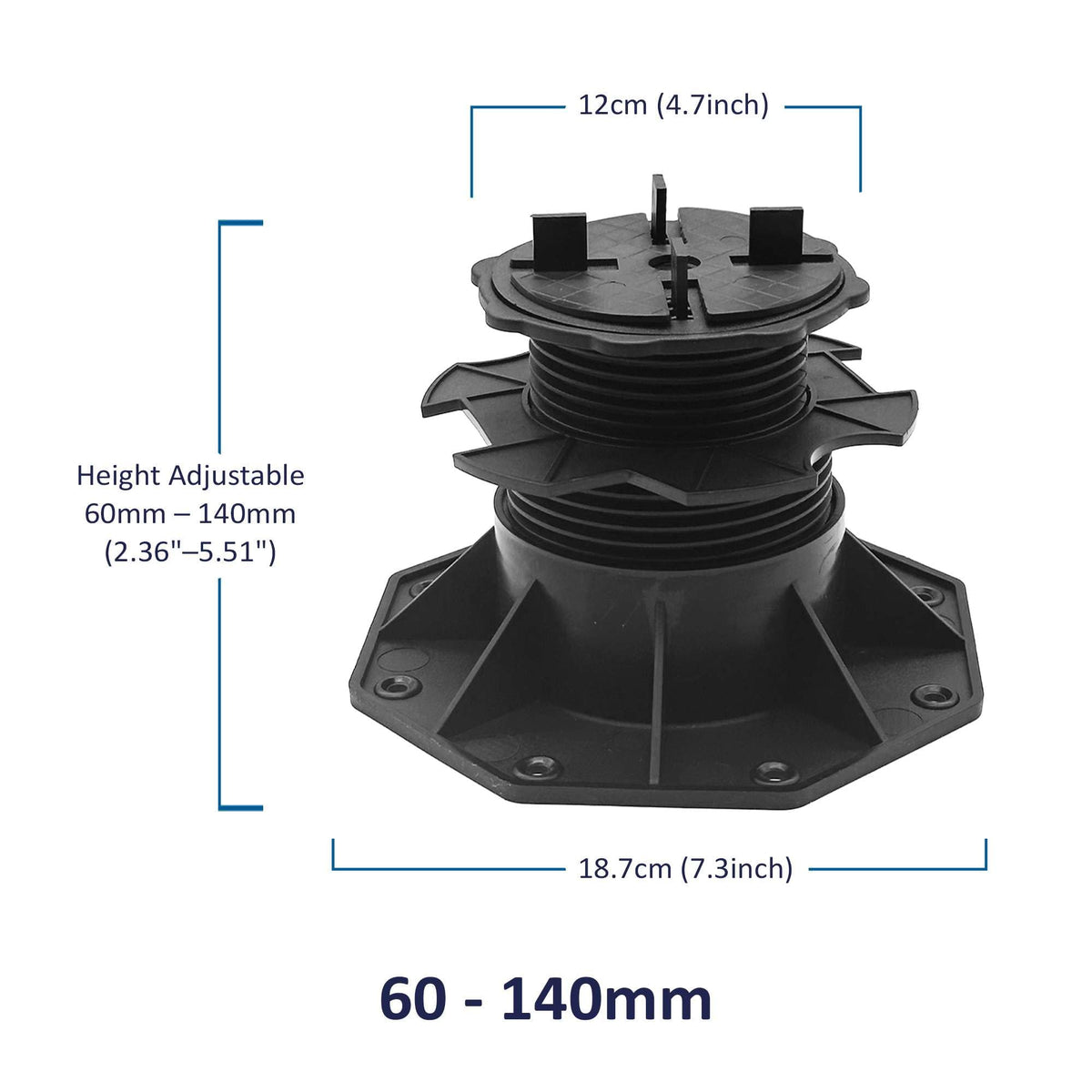 Nicoman Adjustable Tile & Paver Support Pedestal – Height Adjustable, Black Heavy-Duty Plastic, Paving Leveling & Drainage System - image 2