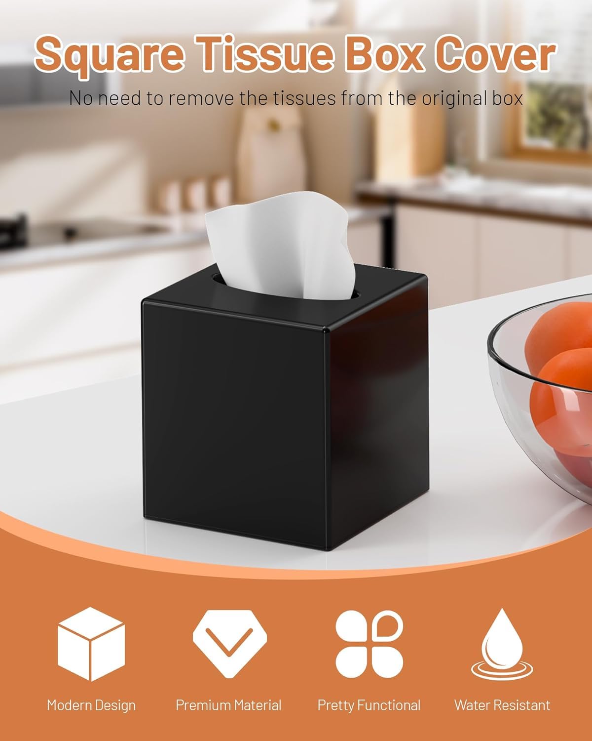 Tissue Box Cover - Modern Square Facial Tissue Holder, Sleek Acrylic Design - image 2