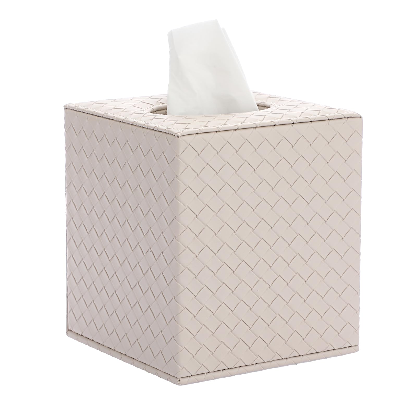 OGANAZI Leather Square Tissue Box Holder | Magnetic Bottom Cover – Griege
