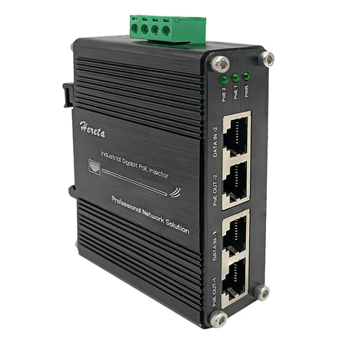 2-Port Industrial Gigabit PoE+ Injector | 30W 12-48VDC