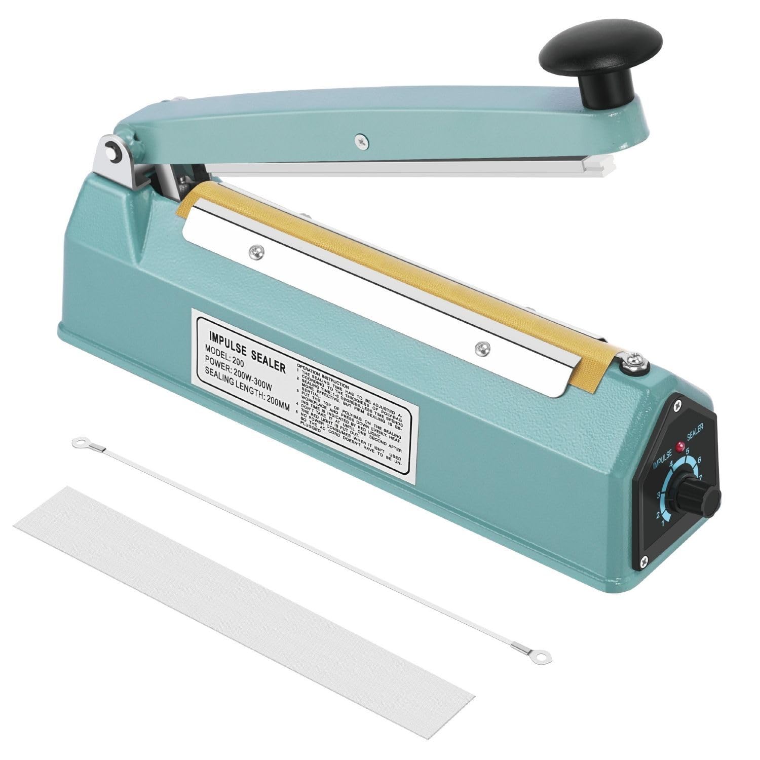 Flexzion 8" Impulse Sealer - Manual Poly Bag Heat Sealing Machine