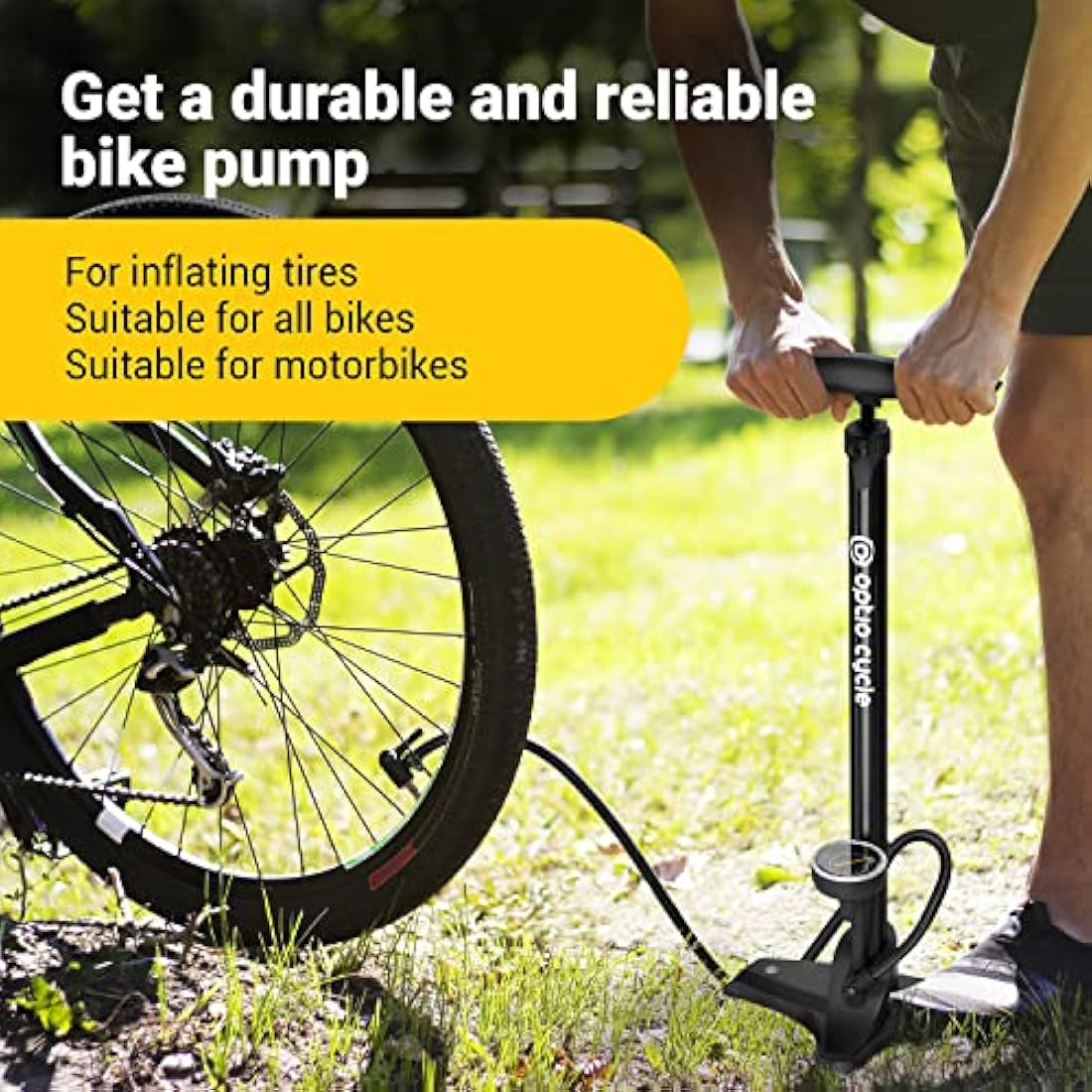 Jolof Store Bike Floor Pump with Pressure Gauge - 160 PSI Presta & Schrader
