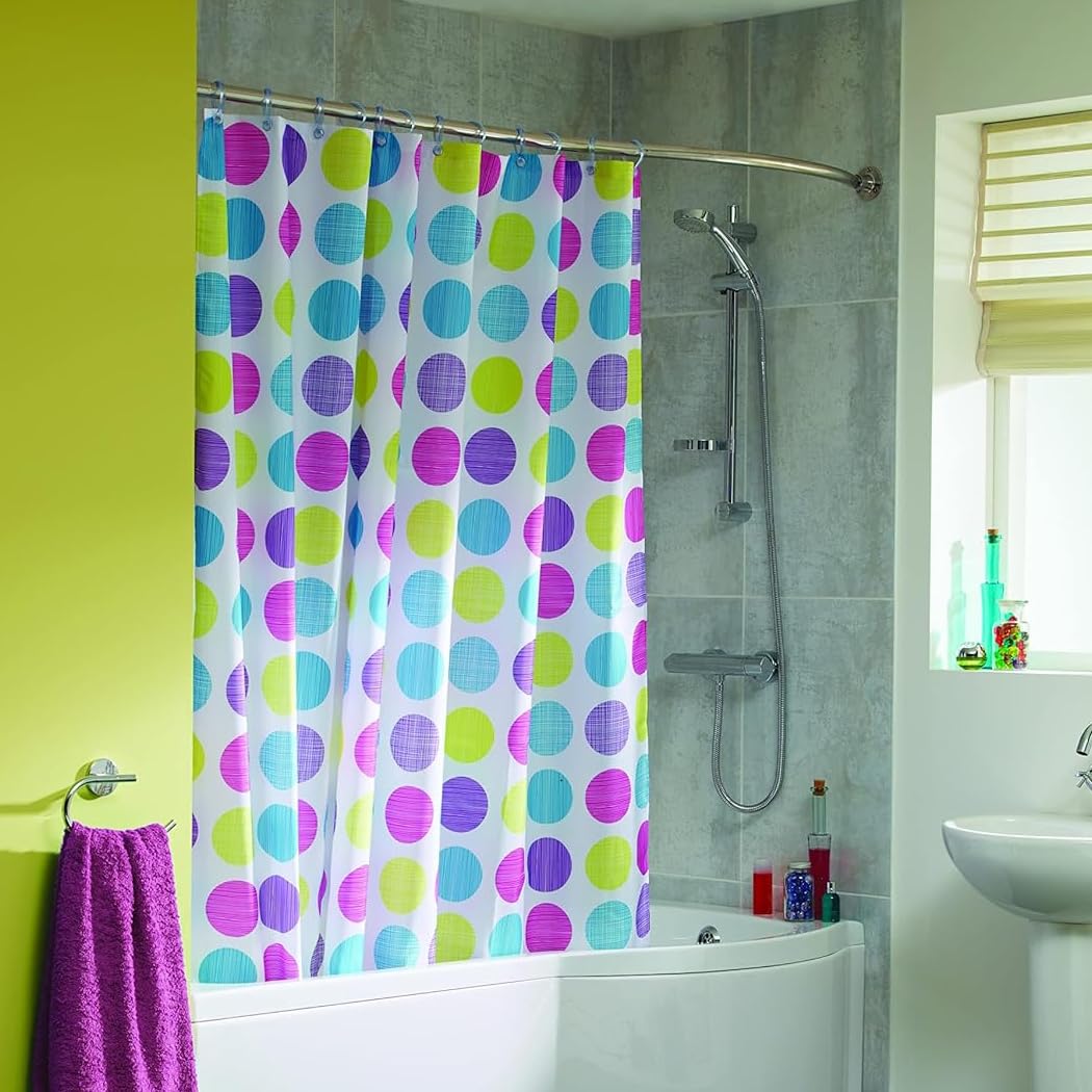 Croydex Textured Dot Shower Curtain | Anti-Microbial Polyester | 180x180cm
