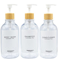Jolof Store Refillable Shampoo Bottles with Bamboo Pump - 3pc Amber Set