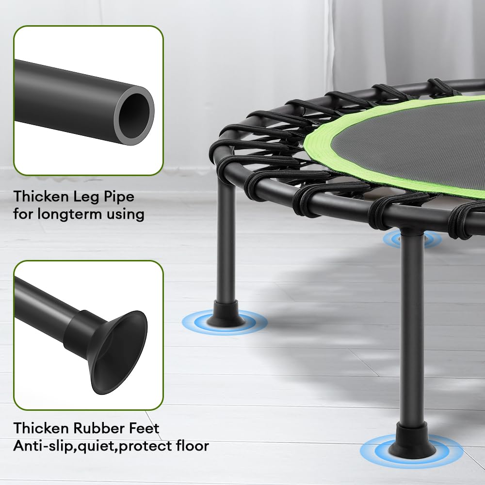 ONETWOFIT 42" Mini Trampoline – Silent Bungee Rebounder for Adults