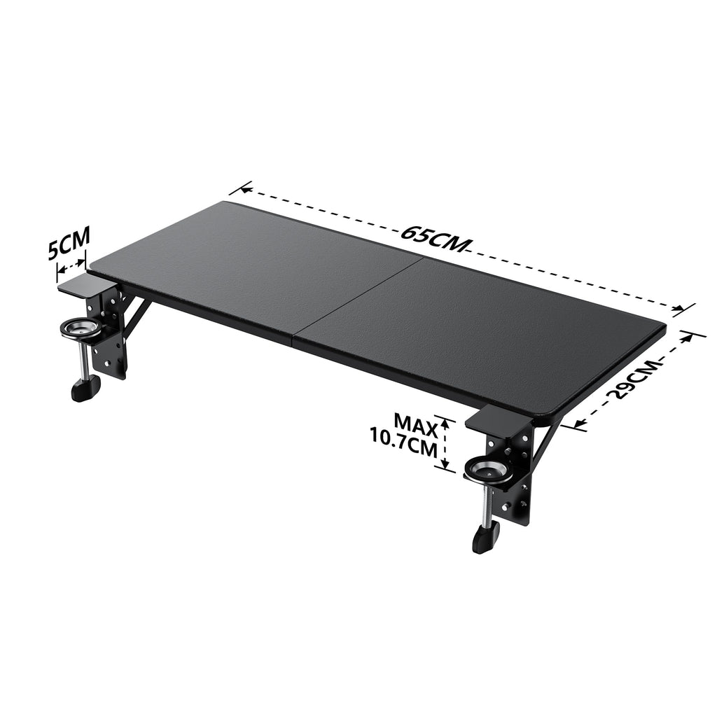 ETHU Ergonomics Desk Extender Tray, Large-Size Foldable Keyboard Tray Clamp On, Table Mount Desk Extender Shelf Armrest Support for Desk Black - image 3