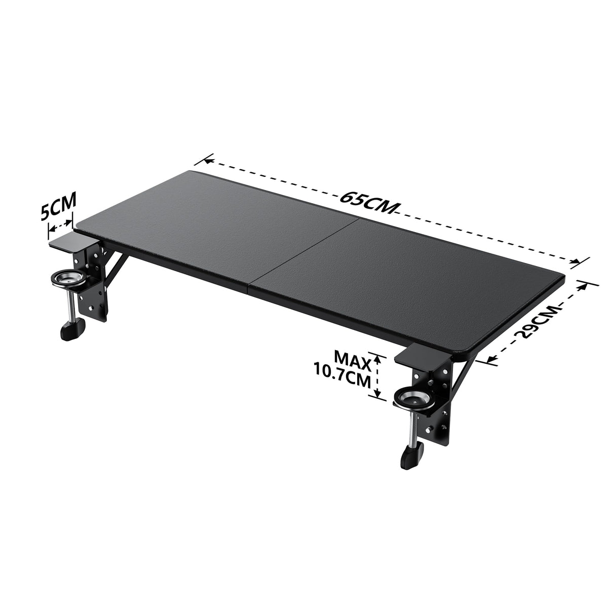 ETHU Ergonomics Desk Extender Tray, Large-Size Foldable Keyboard Tray Clamp On, Table Mount Desk Extender Shelf Armrest Support for Desk Black - image 3