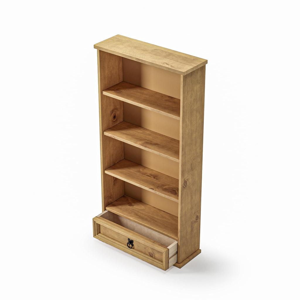 Mews Corona 1 Drawer DVD/CD Rack Bookcase Storage Unit Mexican Style Solid Pine with Wax Finish - image 3