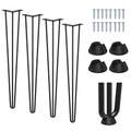 Signstek 28" Hairpin Table Legs – Set of 4 Black 3-Rod Metal Legs