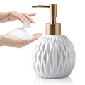 Ceramic Soap Dispenser with Gold Pump – 13.5oz Refillable