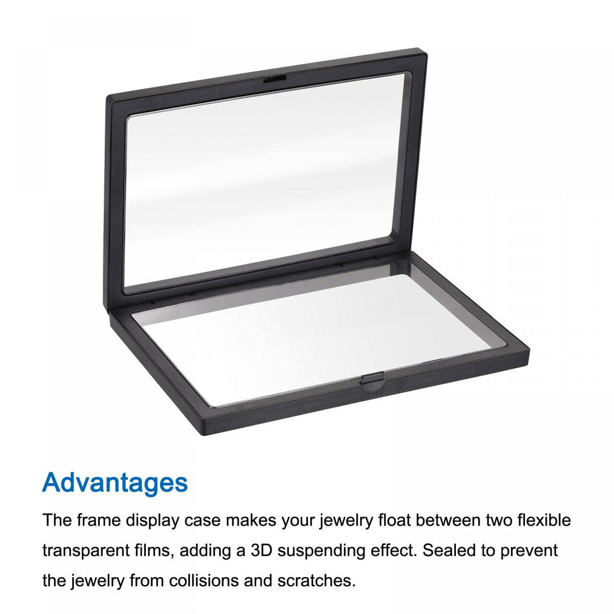 sourcing map Floating Thin Film Display Box, ABS Frame Case with Base 14cm x 14cm x 2cm Black Pack of 4 - image 4