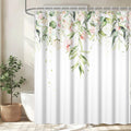Uiiooazy Eucalyptus Shower Curtain | Pink Floral Waterproof Polyester