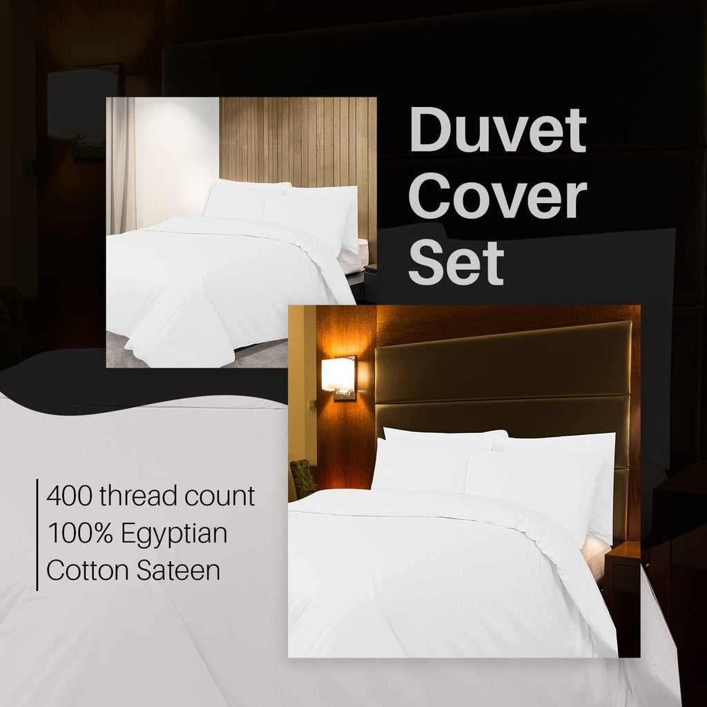 DTEX HOMES 400 Thread Count Egyptian Cotton Sateen Duvet Cover Set