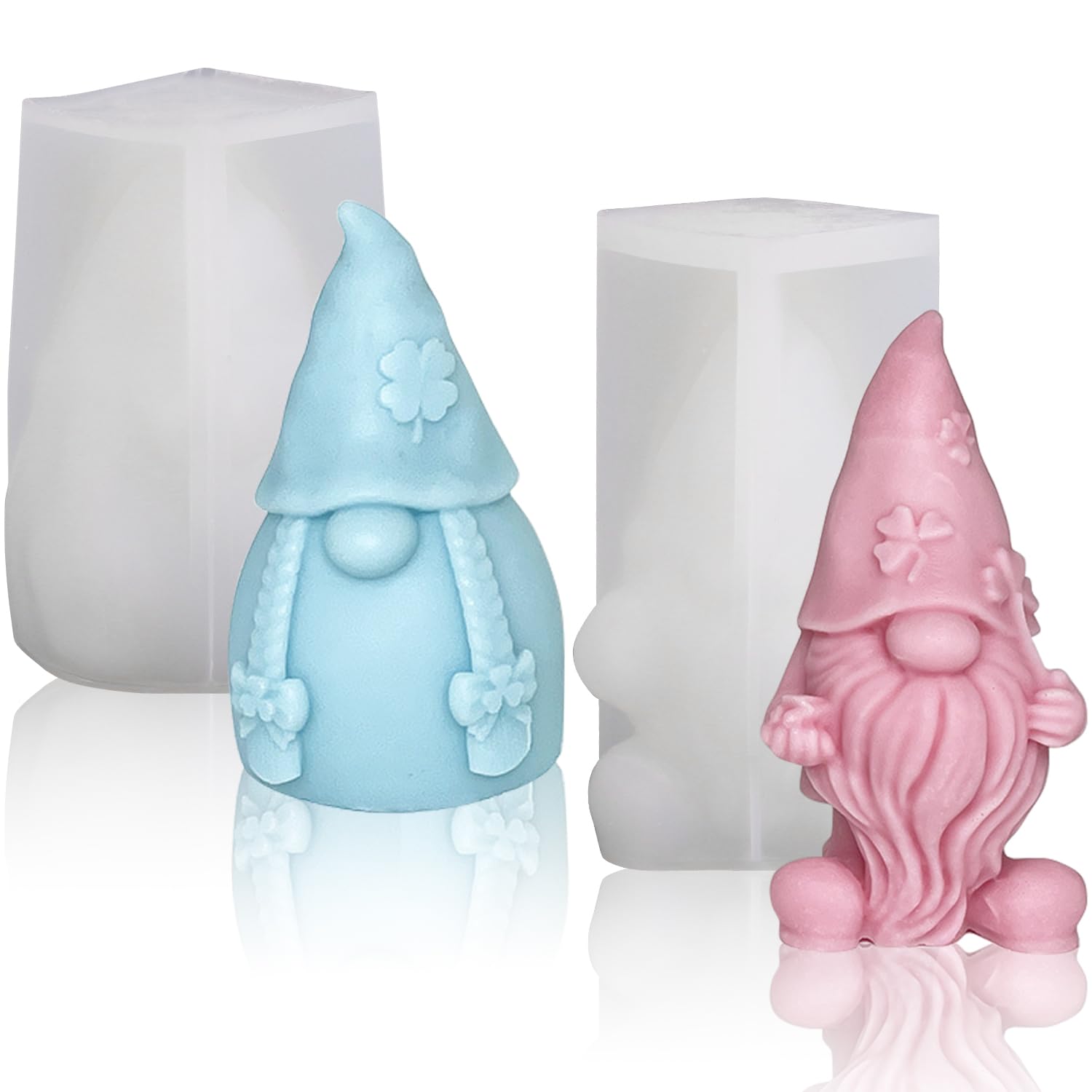 Dncvb 2-Piece Christmas Gnome Silicone Molds for Candle & Resin Casting