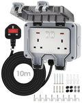 Zenmos Double Outdoor Socket | 10M Extension Lead | IP66 Waterproof