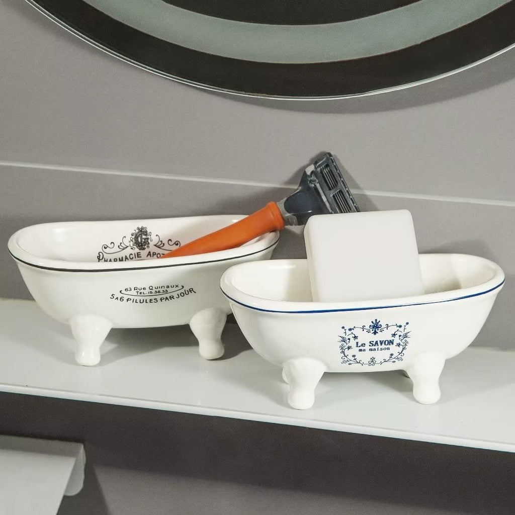 Ceramic Mini Bathtub Soap Dish Decortative Clawfoot Bathroom Soap Dish Style 01 - image 3