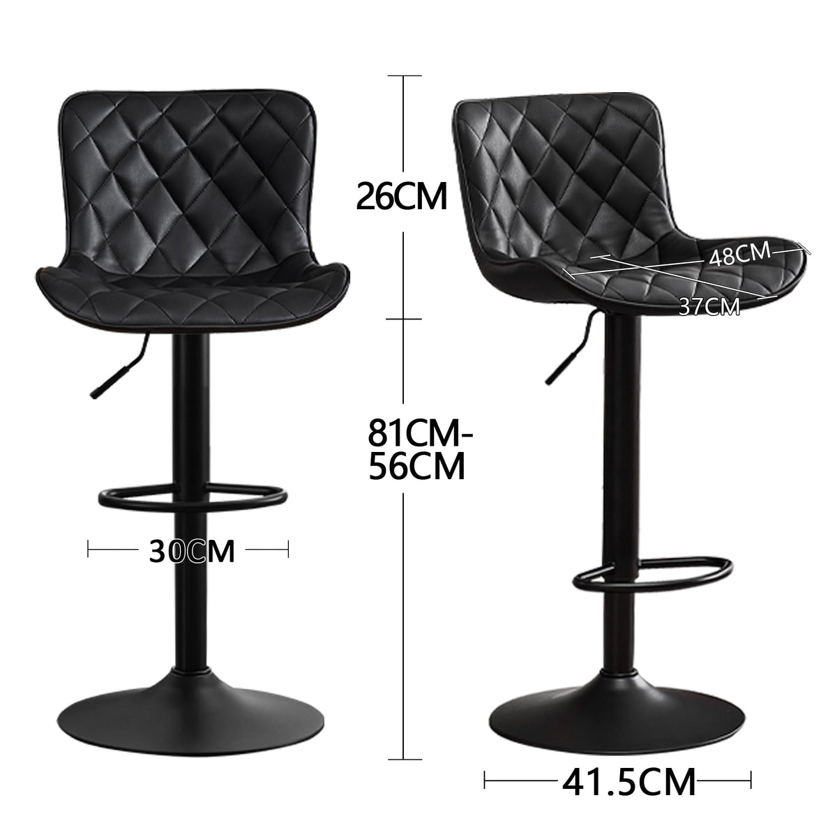 Kidol&Shellder Black Bar Stools Set of 2 Modern Kitchen Stools - image 2