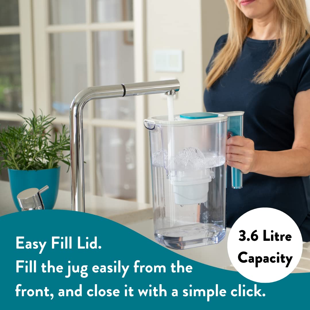 Aqua Optima Perfect Pour Water Filter Jug | 3.6L Blue with 6 Evolve+ Filters