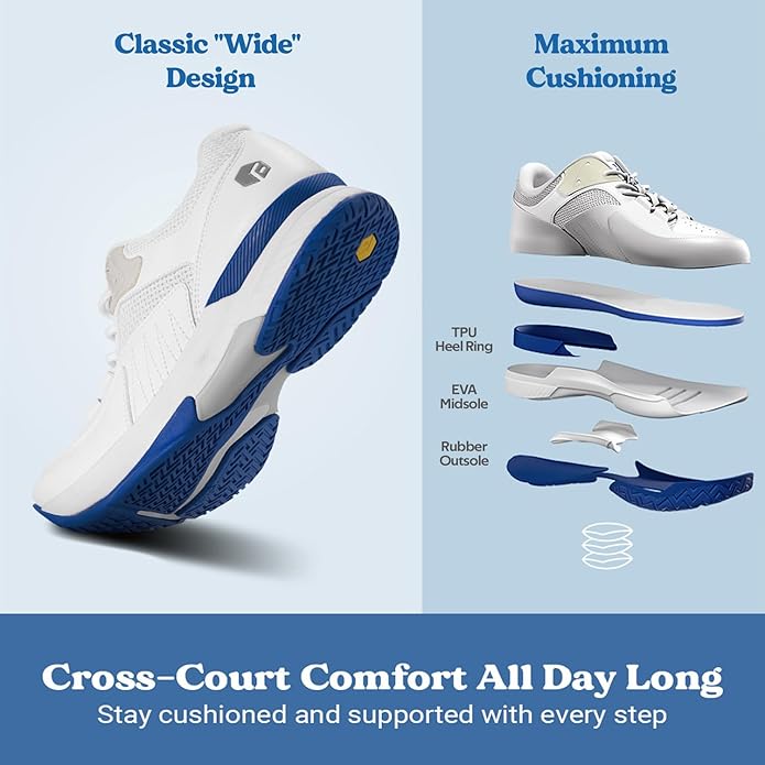 FitVille Men's Extra Wide Non-Slip Sports Trainers – Breathable Mesh