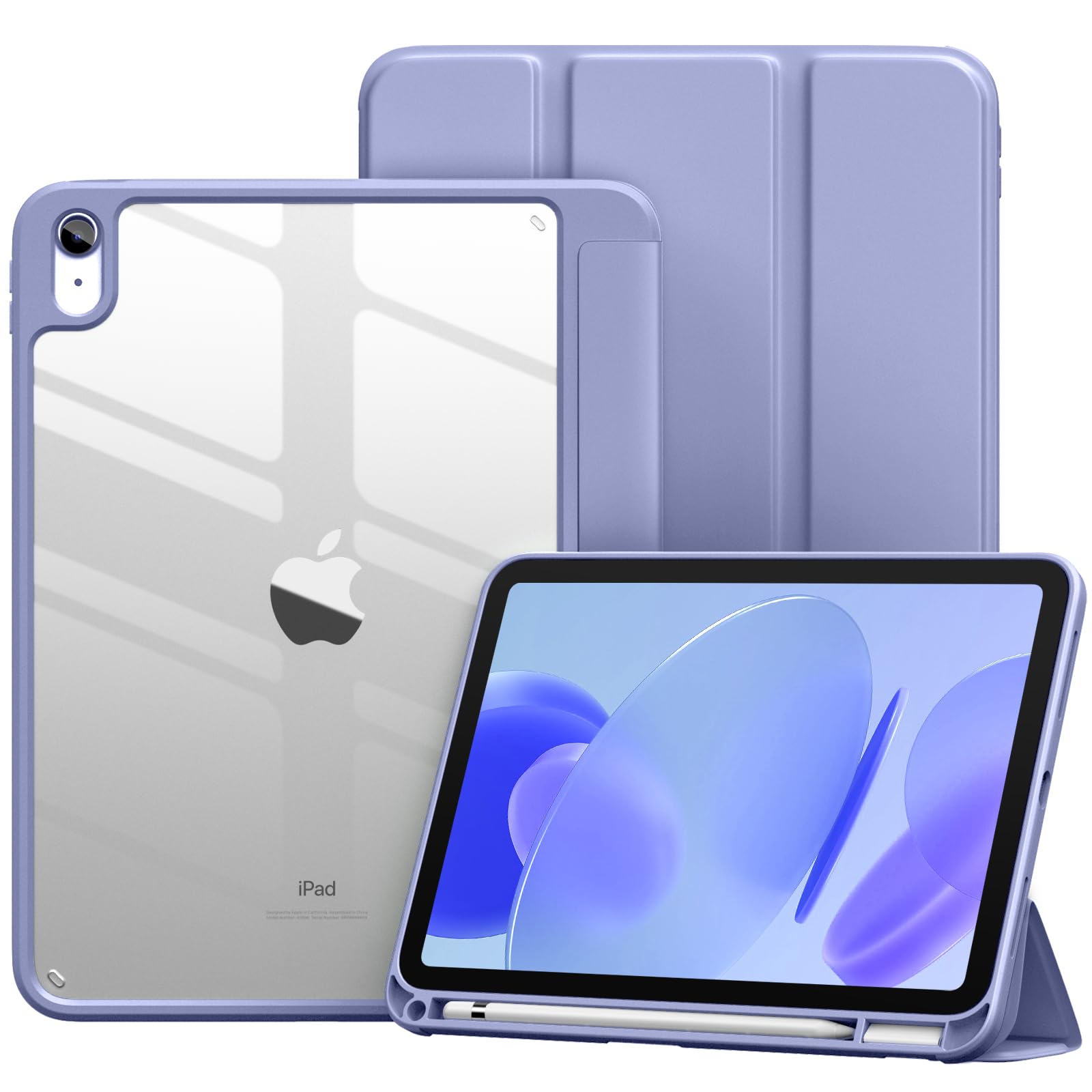 Vobafe iPad 11th/10th Gen Case – Clear Back Trifold Stand with Pencil Holder
