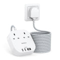 Jolof Store 3M Extension Lead | 2 Way Power Strip with 4 USB Ports