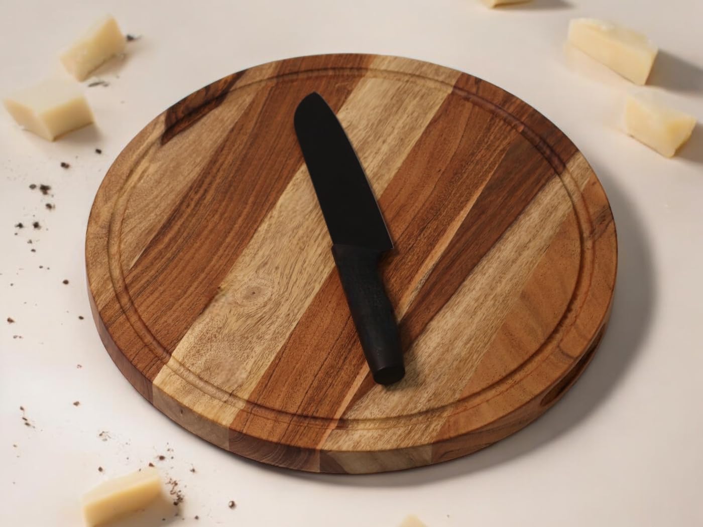Vesta Homes Acacia Wood Round Chopping Board - 38cm Charcuterie Board