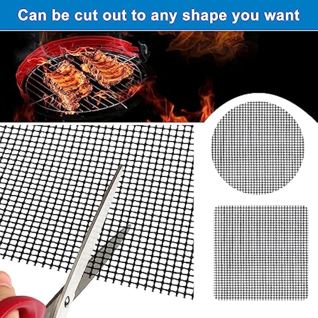 GWHOLE Non-Stick BBQ Grill Mats – 4Pcs Reusable Heat Resistant Sheets